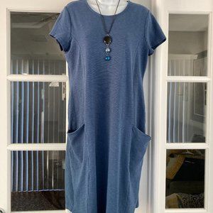Chico's Slate Blue Short Sleeve Dress Lounger Shopper  Large Side Pockets 1(8)